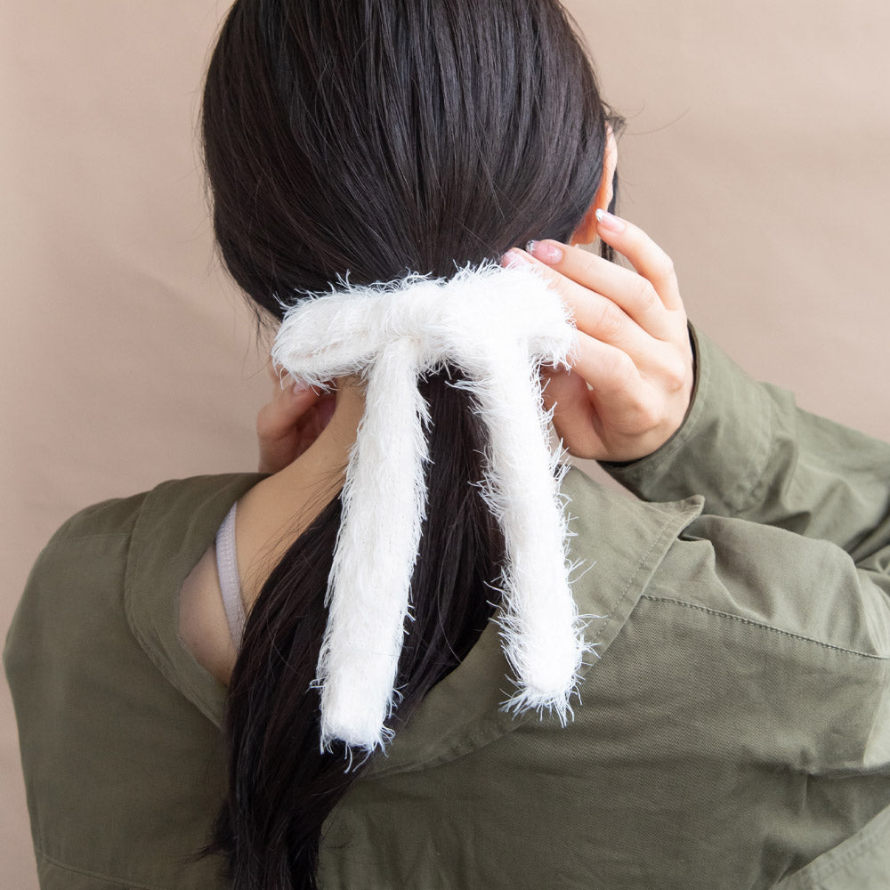 Furry Long Tail Bow Hair Tie