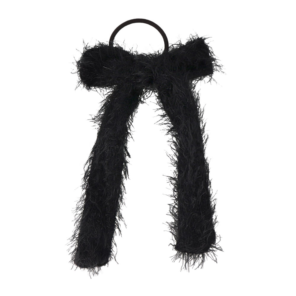 Furry Long Tail Bow Hair Tie