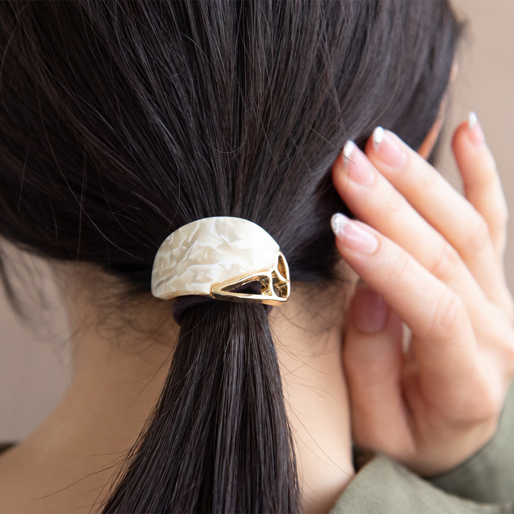 Acetate Marble Oval Ponytail Holder