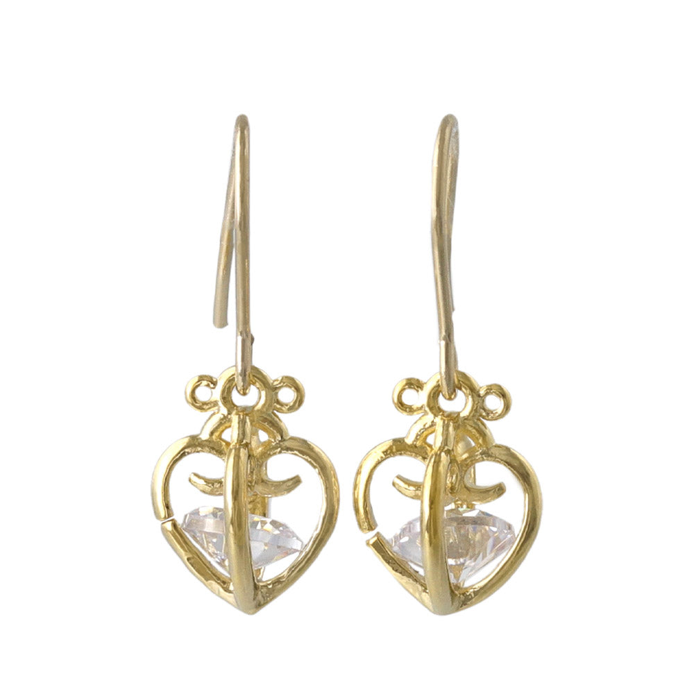 Caged Heart Stone Drop Earrings