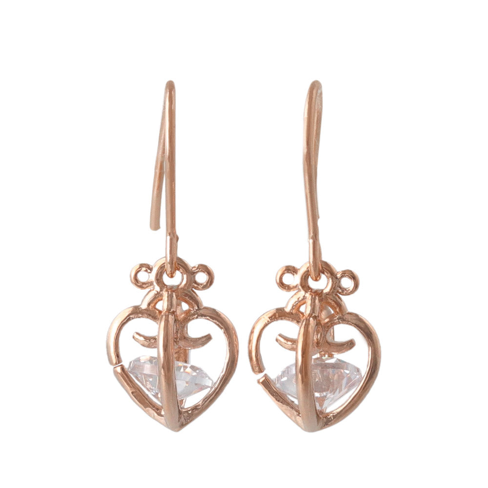Caged Heart Stone Drop Earrings