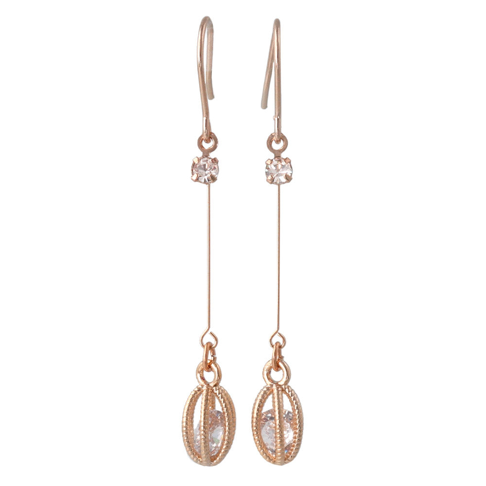 Oval Cage Stone Drop Earrings