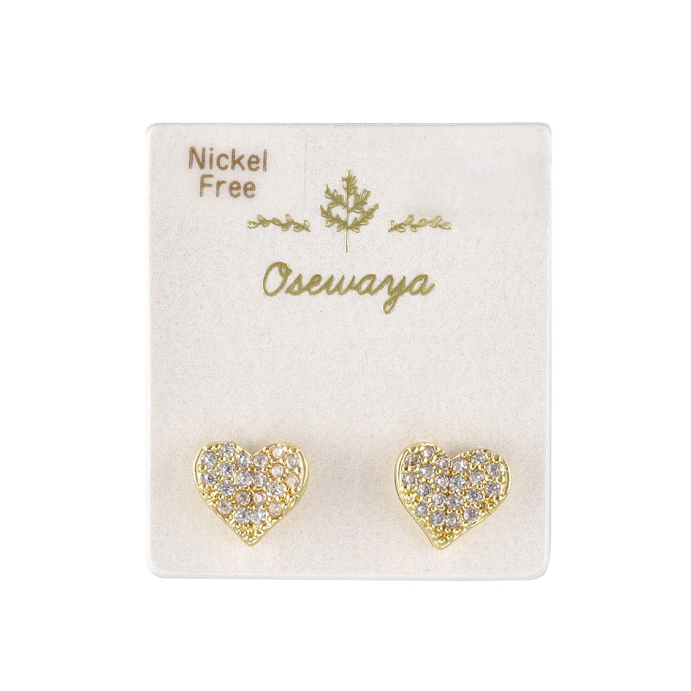 Diamante Heart Stud Earrings