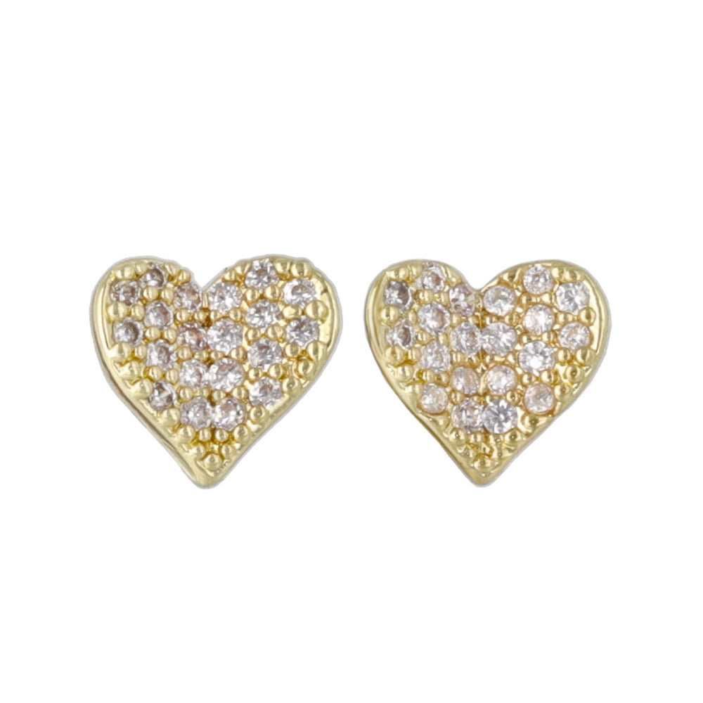 Diamante Heart Stud Earrings