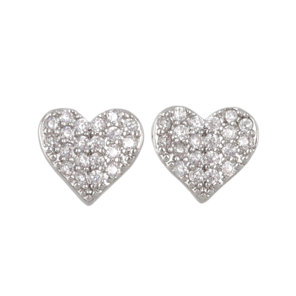 Diamante Heart Stud Earrings