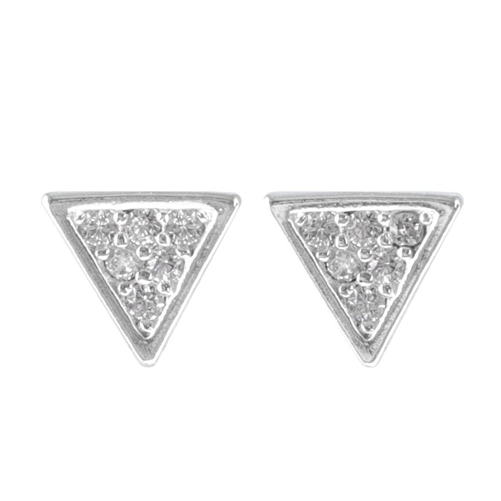 925 Silver Pave Triangle Studs