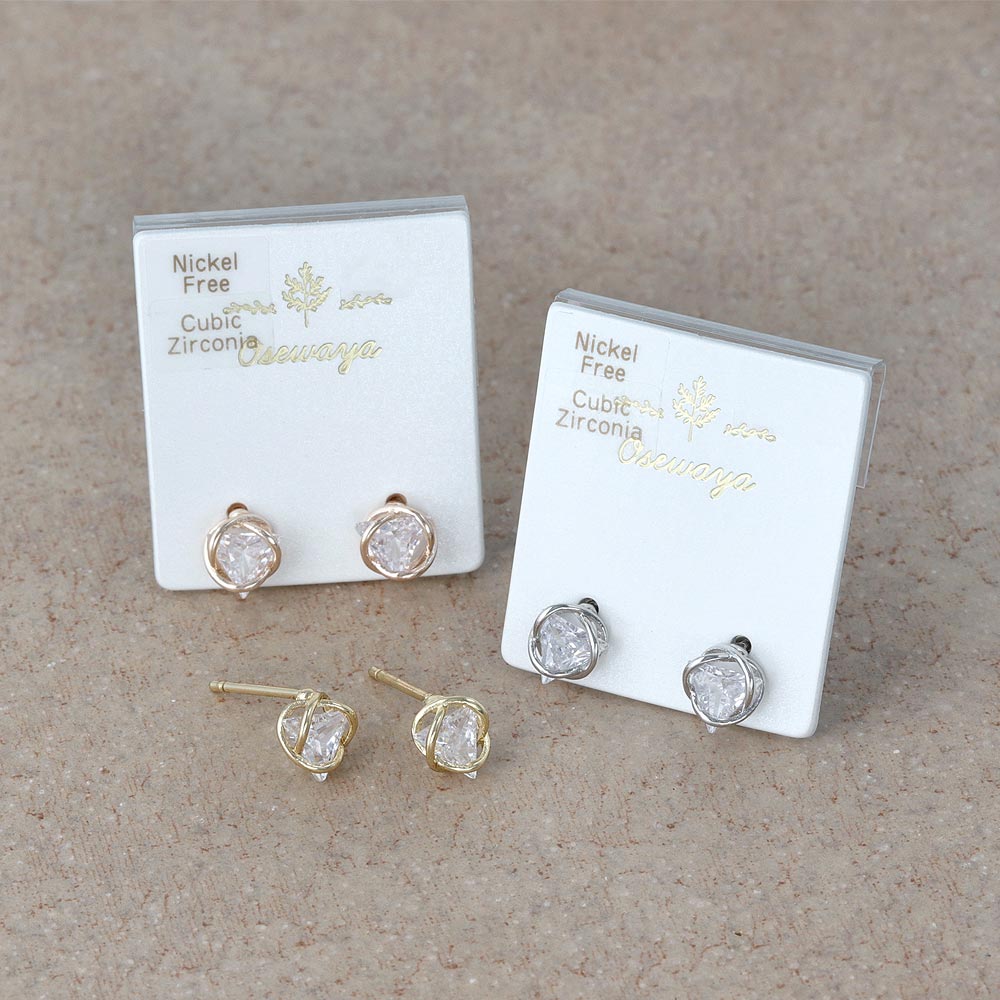 Caged Triangle Stone Studs