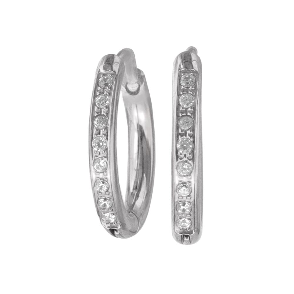 13mm Pave Hoop Earrings