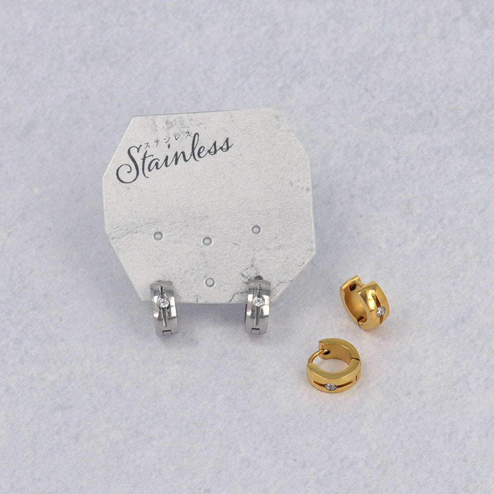 Center Stone Huggie Earrings