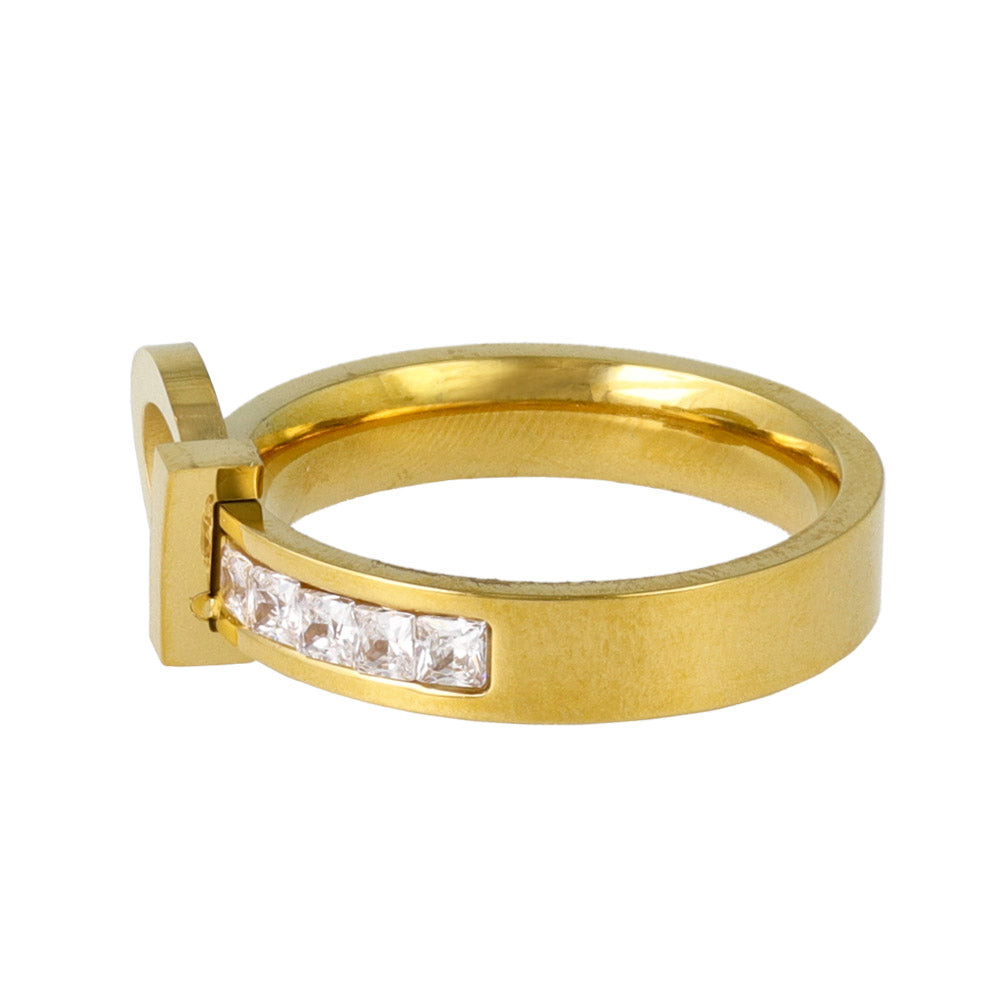 Cubic Zirconia Belt Buckle Ring