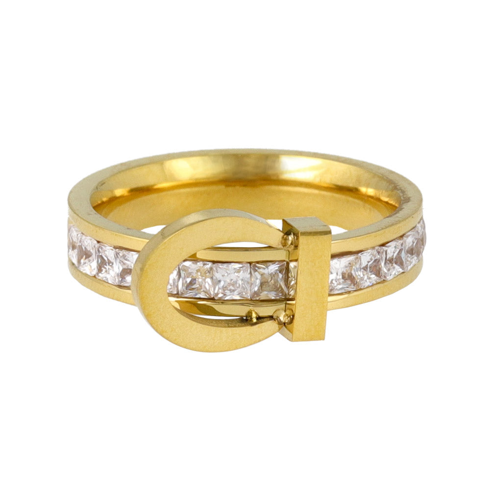 Cubic Zirconia Belt Buckle Ring