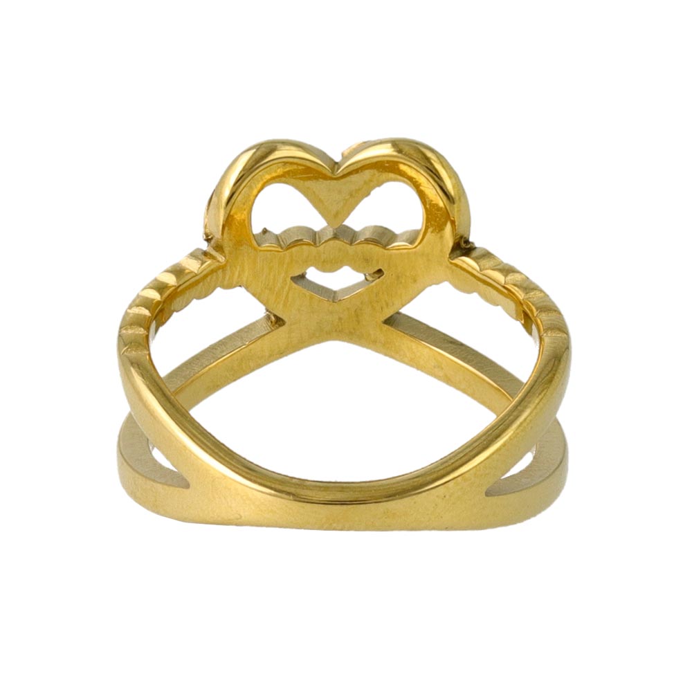 Pave Heart Double Ring