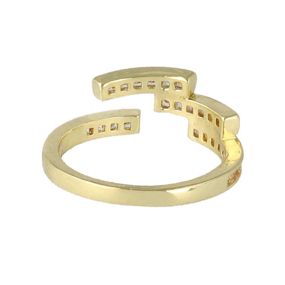 Asymmetrical Gemmed Bar Wrap Ring