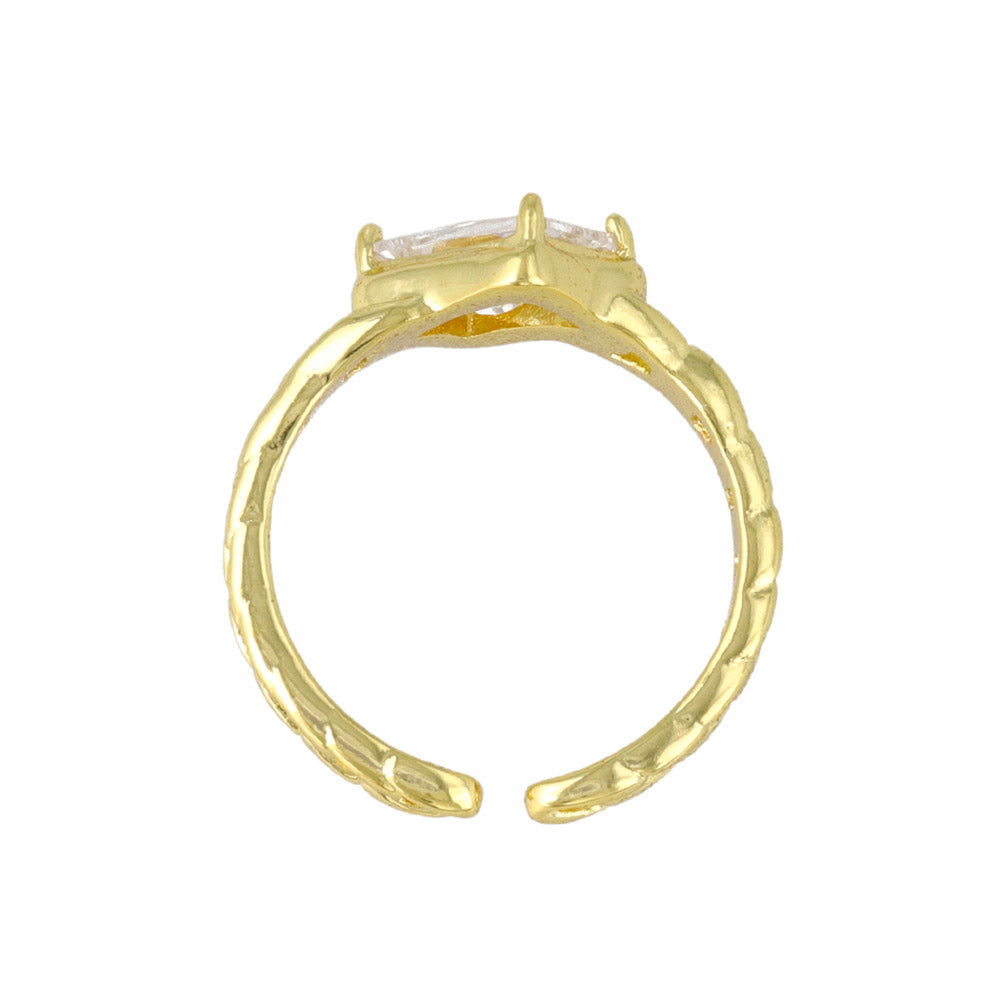 Rectangular Stone Open Chain Ring