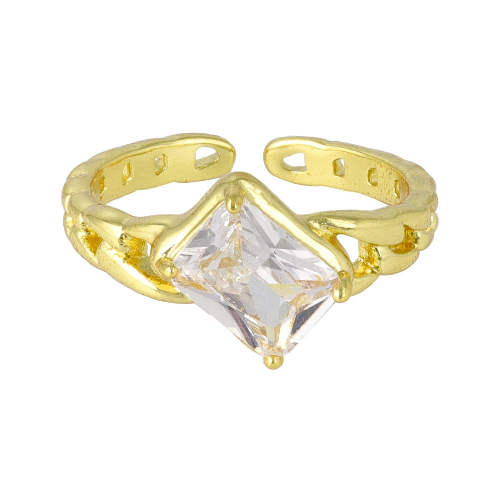Rectangular Stone Open Chain Ring