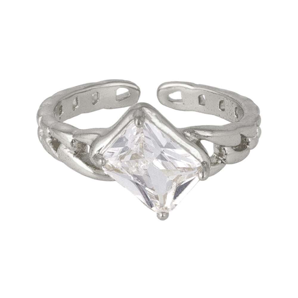 Rectangular Stone Open Chain Ring