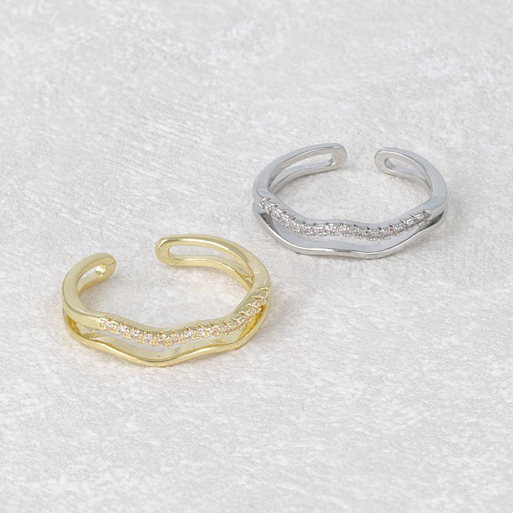 Wavy Gemline Double Ring