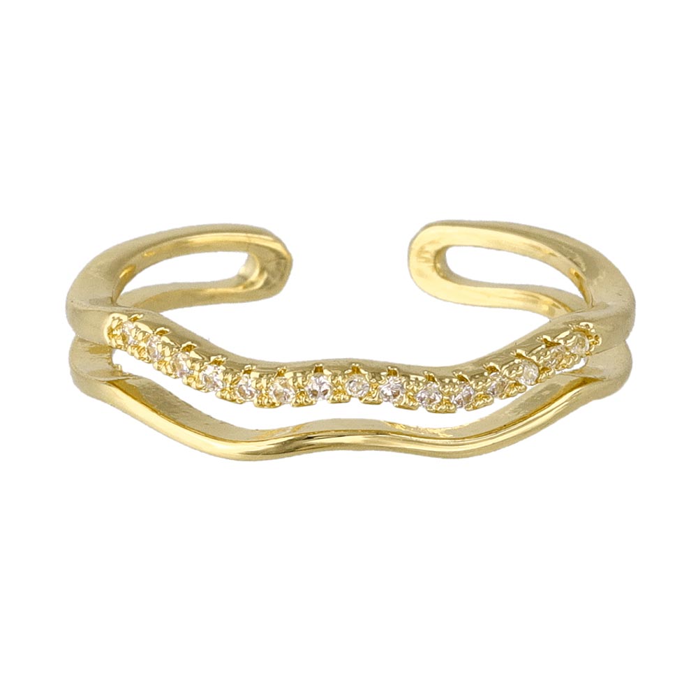 Wavy Gemline Double Ring