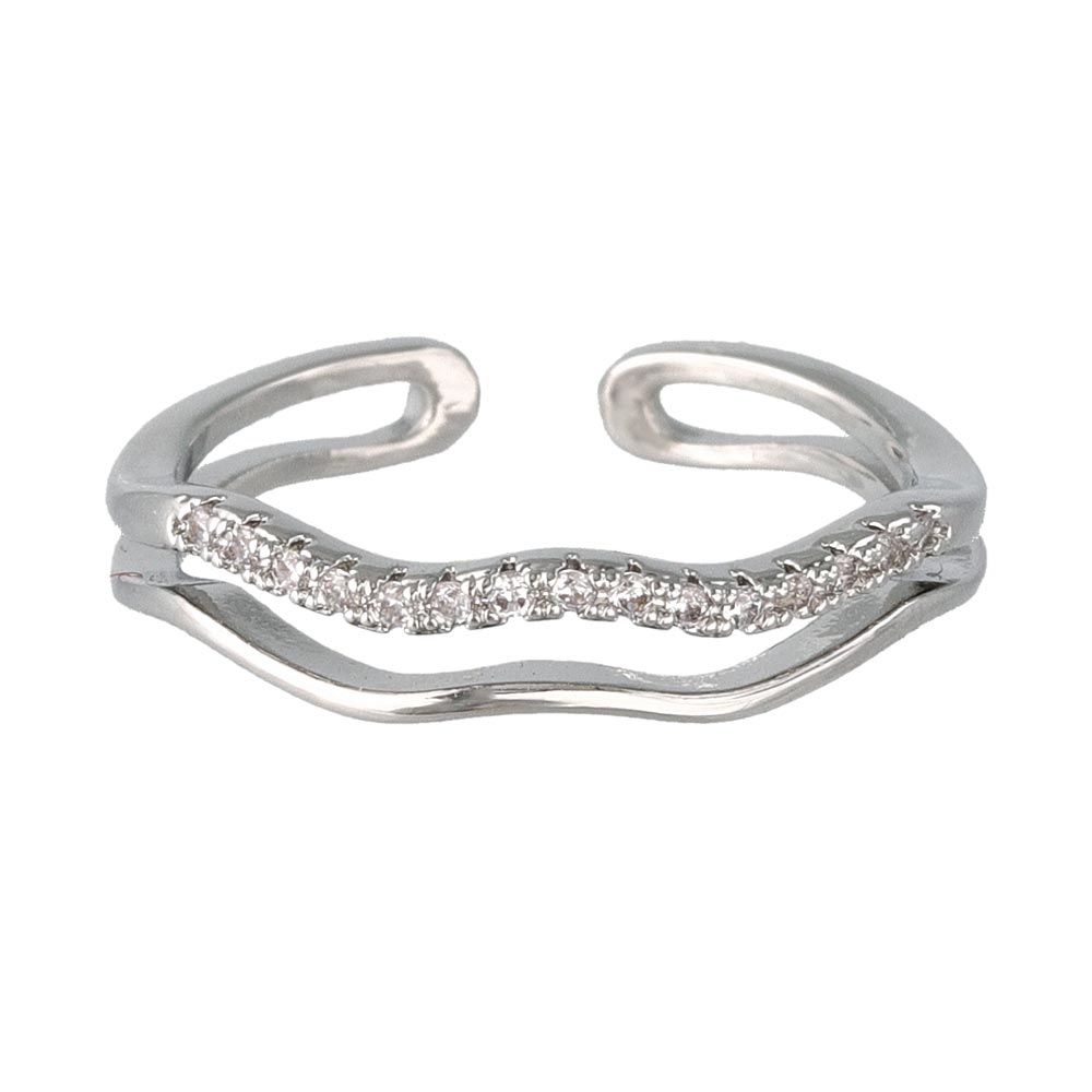 Wavy Gemline Double Ring