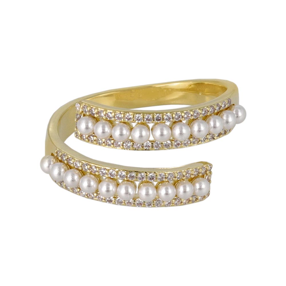 Pearl and Stone Wrap Ring