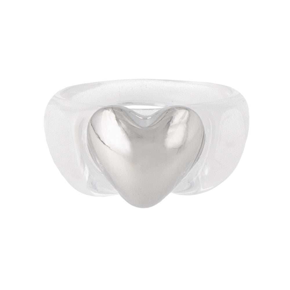 Puffy Heart Acrylic Band Ring
