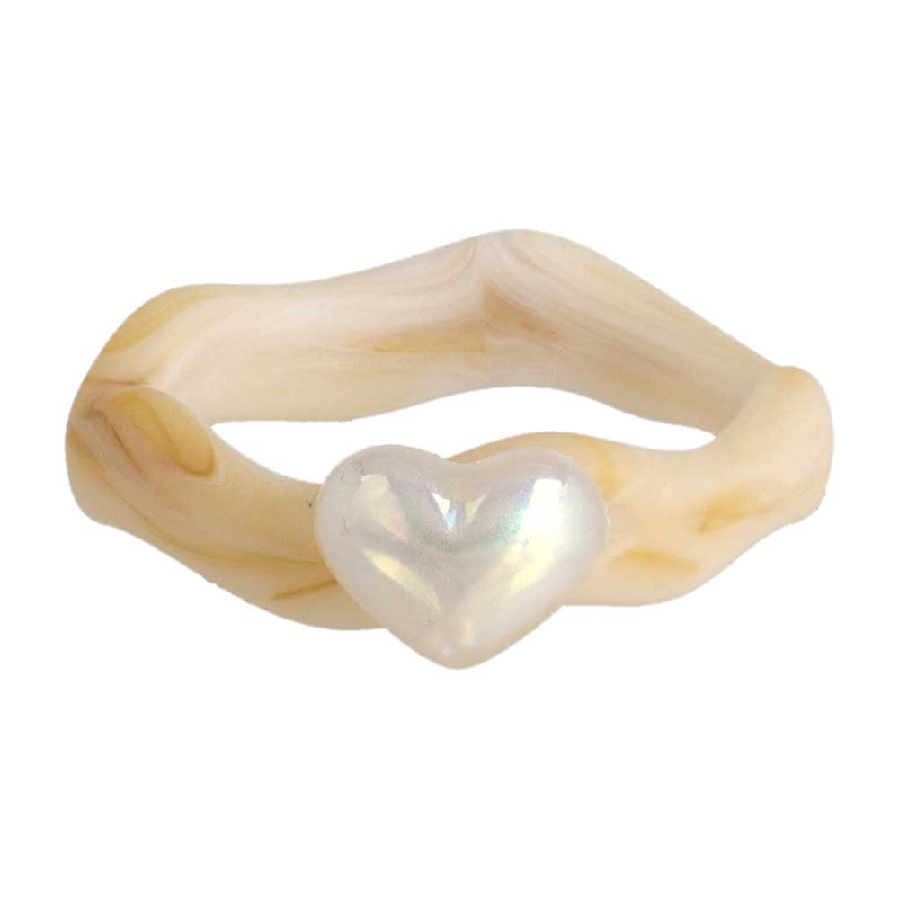 Wavy Frosted Heart Ring