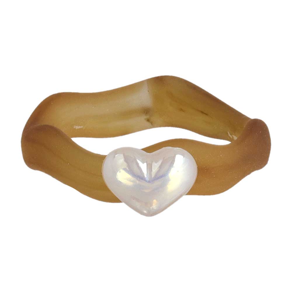 Wavy Frosted Heart Ring