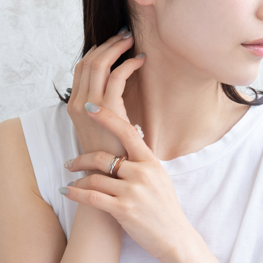 Metal and Marble Mixed Ring Set