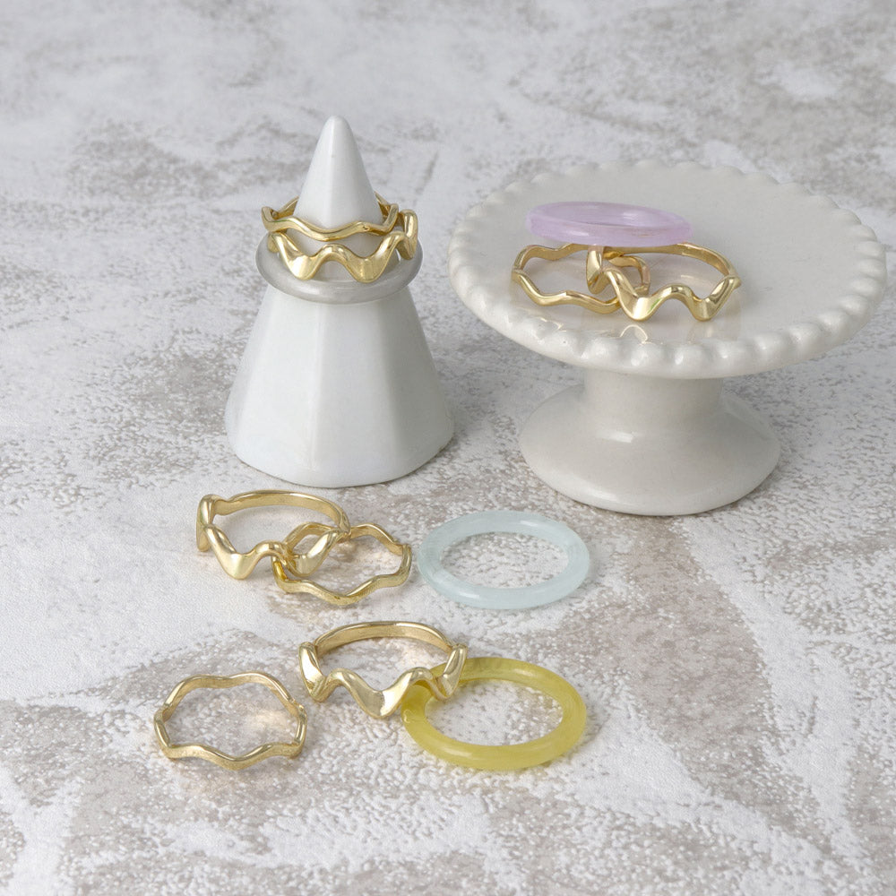 Metal and Marble Mixed Ring Set