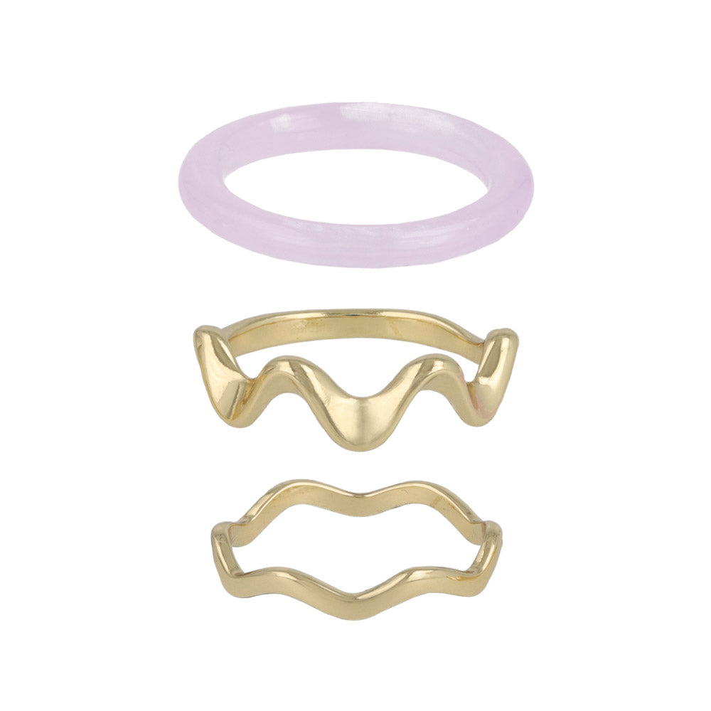 Metal and Marble Mixed Ring Set