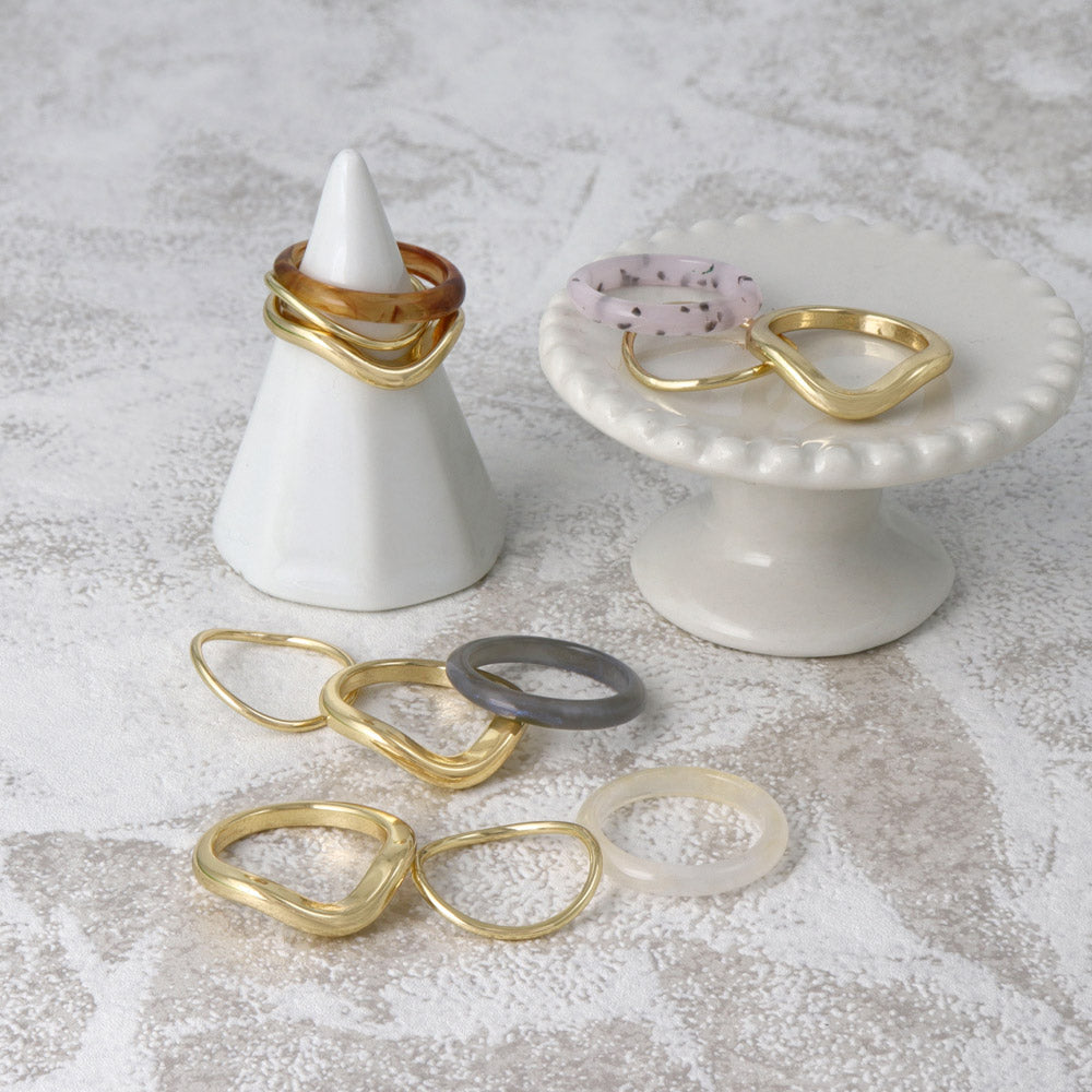 Metal and Marble Mixed Ring Set