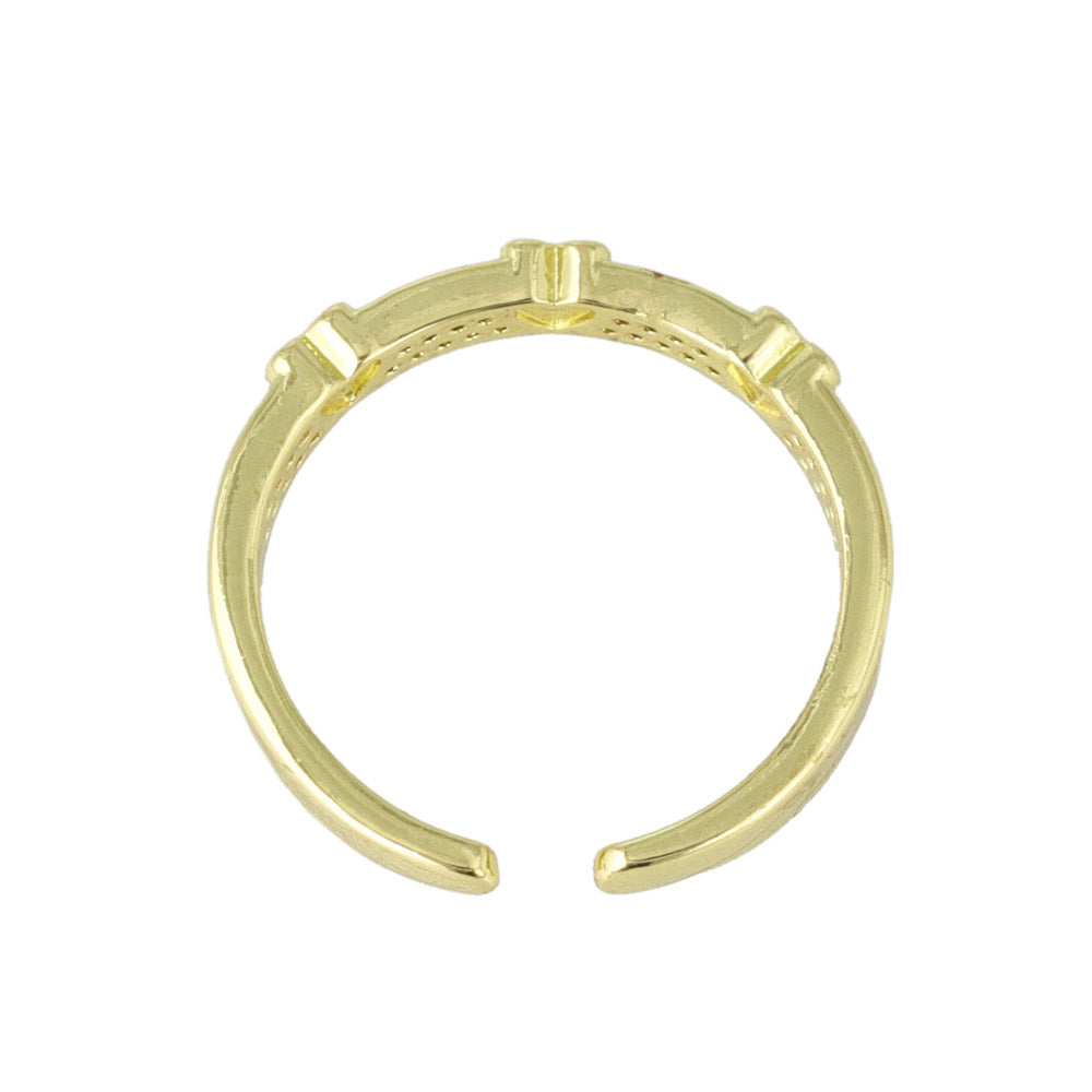Triple Heart Pave Open Ring