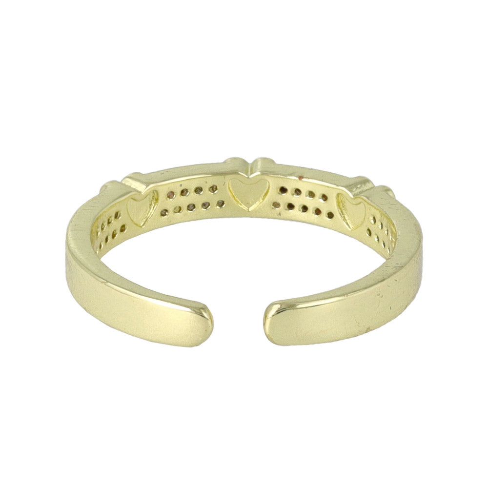 Triple Heart Pave Open Ring