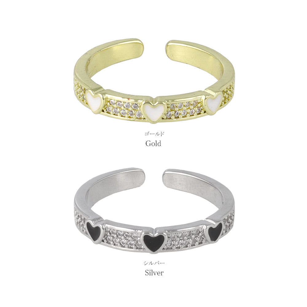 Triple Heart Pave Open Ring