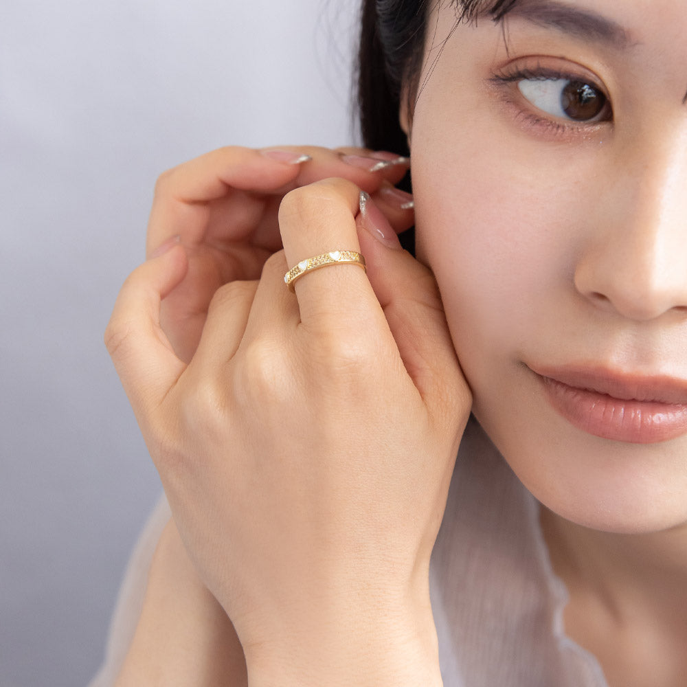 Triple Heart Pave Open Ring