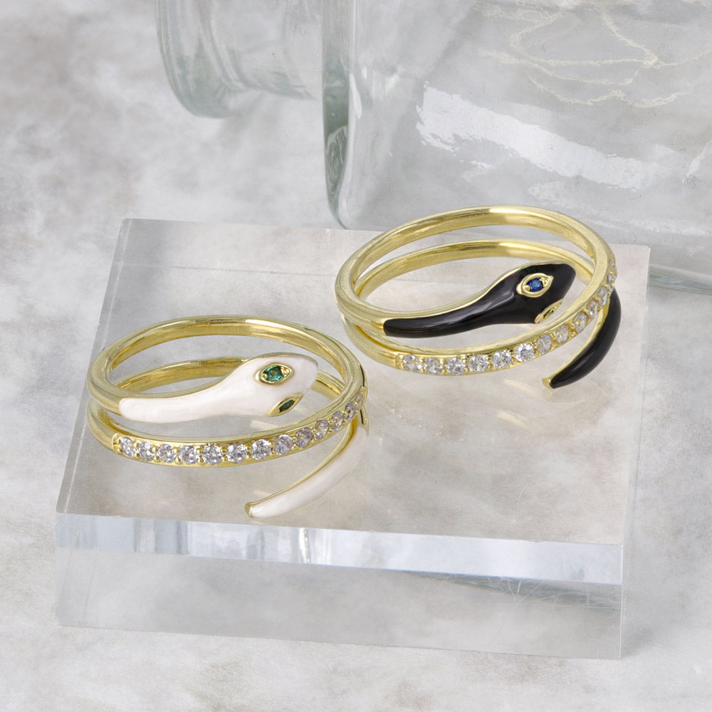 Jeweled Snake Wrap Ring