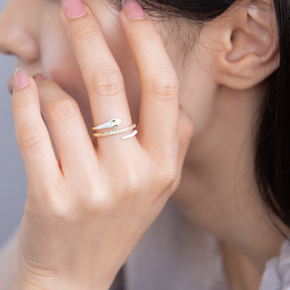 Jeweled Snake Wrap Ring