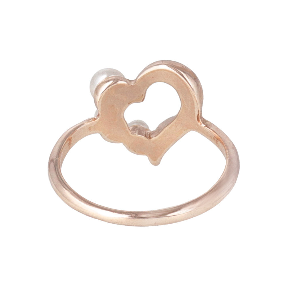 Rose Silver Pearlized Heart Ring