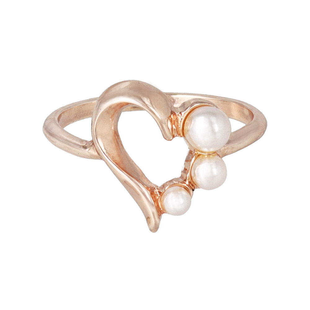 Rose Silver Pearlized Heart Ring