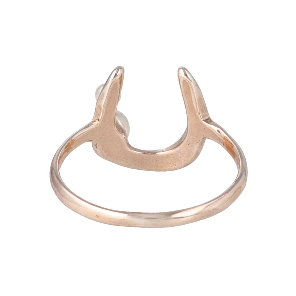 Rose Silver Pearlized Horseshoe Ring