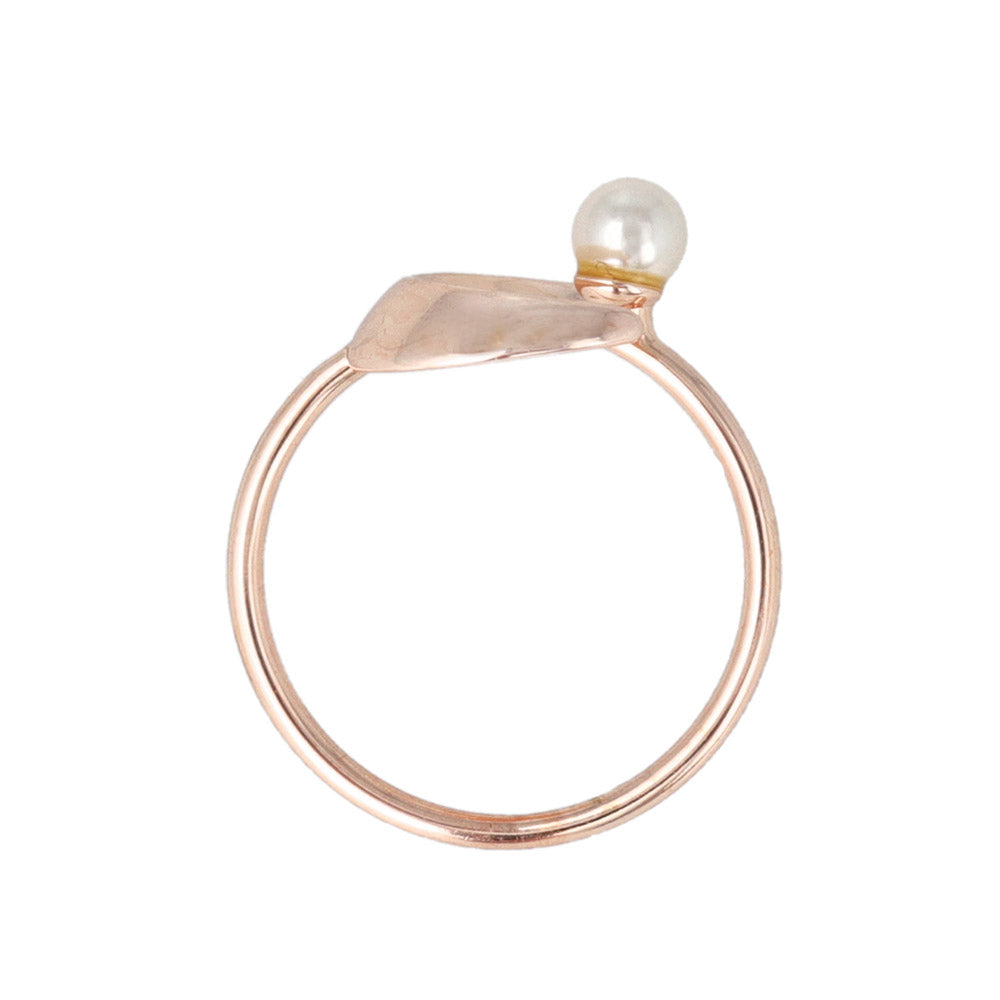 Rose Silver Pearlized Moon Cuff Ring