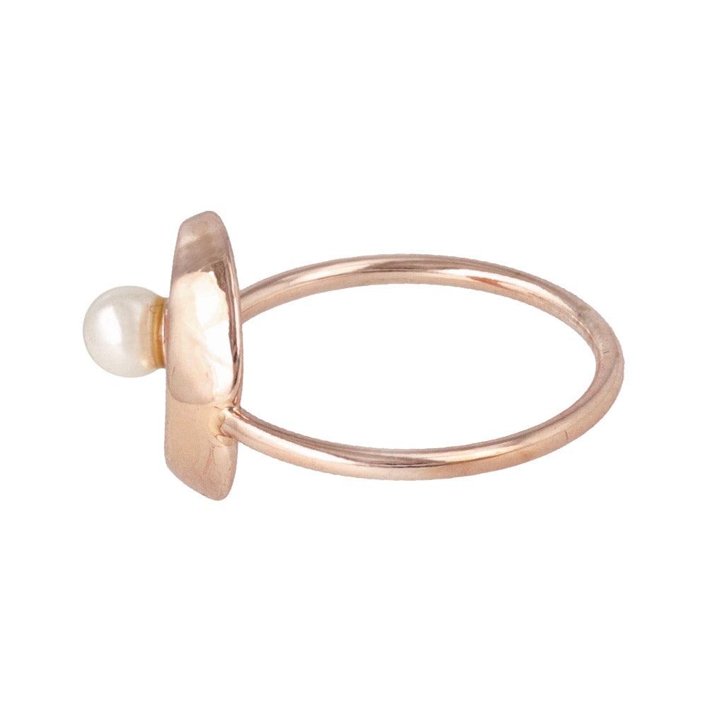 Rose Silver Pearlized Moon Cuff Ring