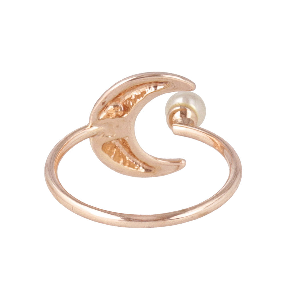 Rose Silver Pearlized Moon Cuff Ring