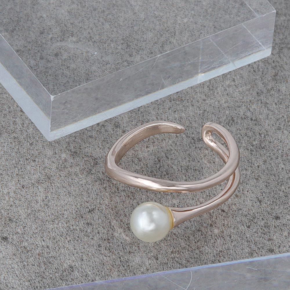 Rose Silver Pearlized Double Ring