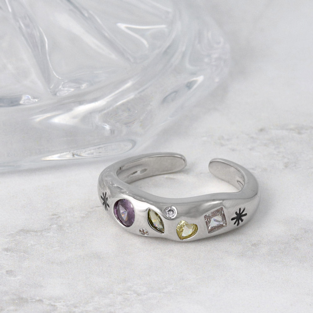 Multi Shape and Color Stone Inlaid Ring