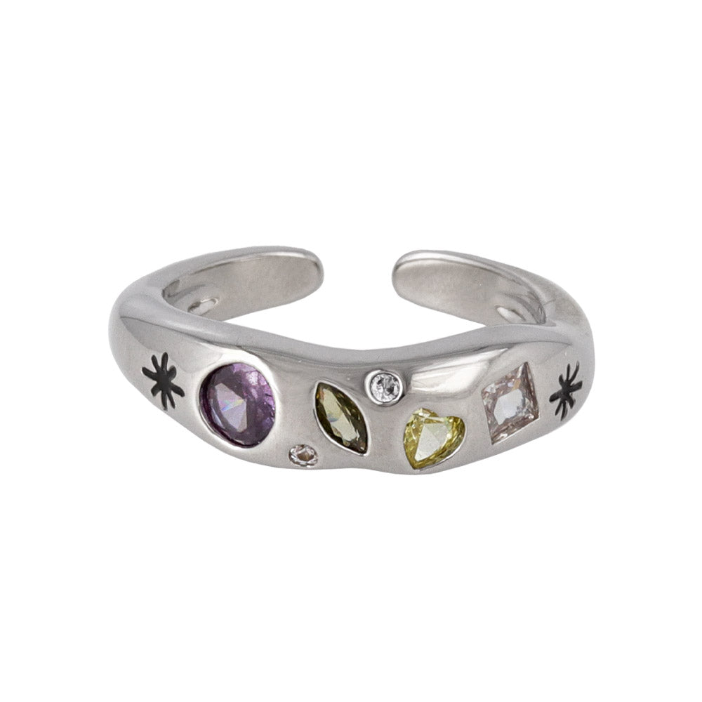 Multi Shape and Color Stone Inlaid Ring