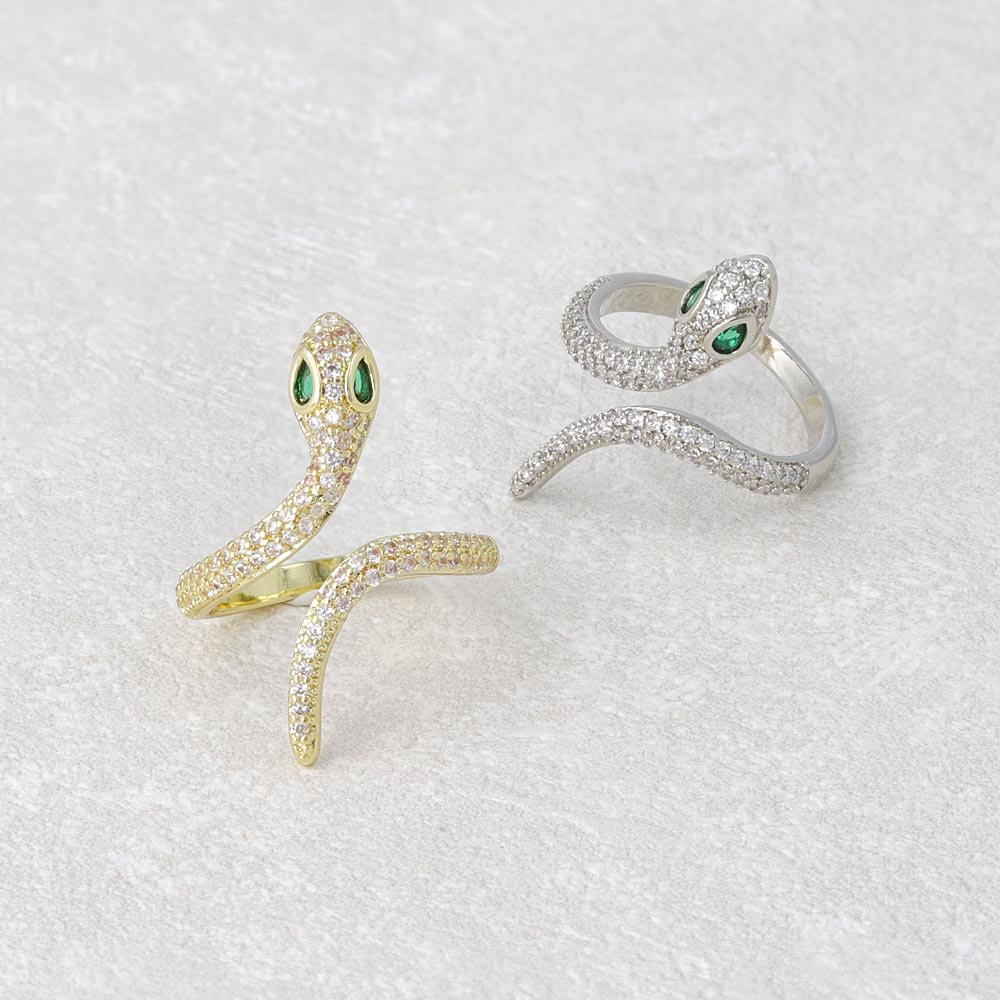 Diamante Snake Wrap Ring