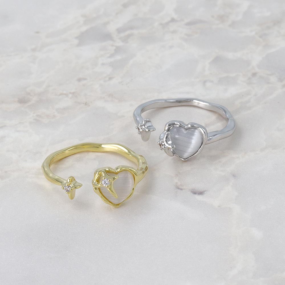 Heart and Star Cuff Ring