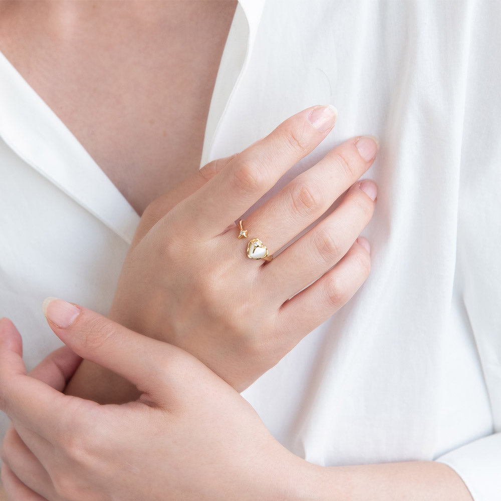 Heart and Star Cuff Ring