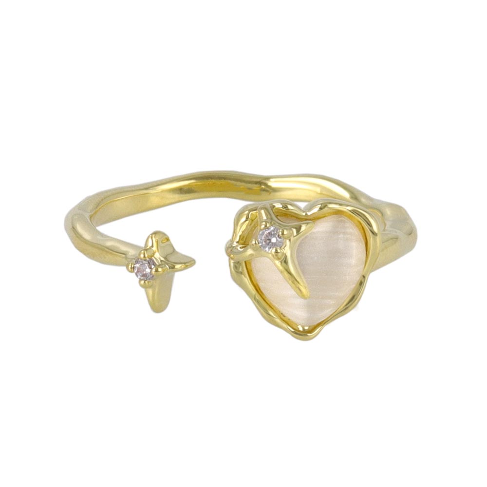 Heart and Star Cuff Ring